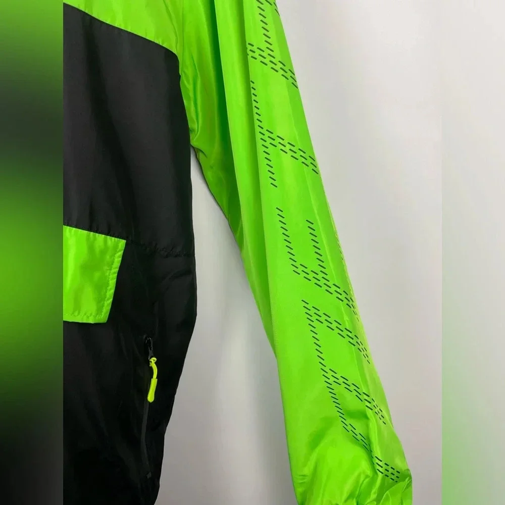 Meta Black Green‎ Coding Coder Pullover Hooded Multipocket Windbreaker Jacket - Picture 7 of 10